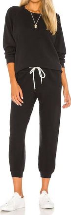 The Great. Cropped Sweat Pants In Almost Black