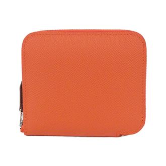 Herm&egrave;s Capucine Red Color Epsom Leather Silk Coin Purse/Coin Case (Pre-Owned)