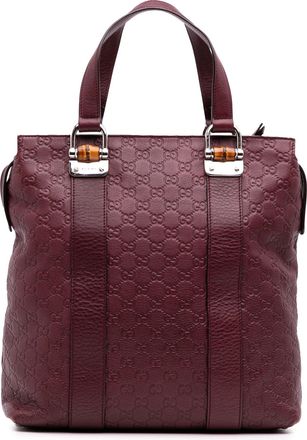 Gucci Pre-owned Womens Bamboo Tote Bag - Dark Red Leather - One Size