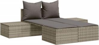 vidaXL Tumbona Doble Con Cojines Rat&aacute;n Sint&eacute;tico Gris Vidaxl