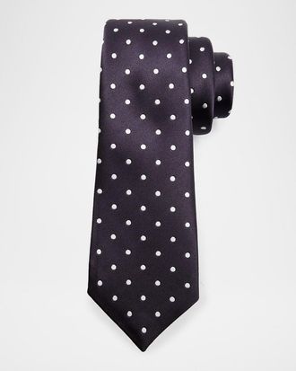 Tom Ford Mens Polka Dot Mulberry Silk Tie