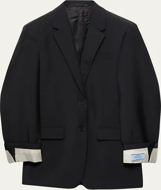 Prada Turn-up Cuff Kid Mohair Blazer