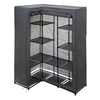 5five Simply Smart 5five Simply Smart - Armario De Esquina En Metal Y Tela Gris Con Doce Baldas 131x87,5x H169 Cm