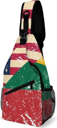 Generic U.S. And Lithuania Vintage Flag Unisex Shoulder Bags Casual Crossbody Chest Bag Sling Backpack for Hiking Cycling Travel