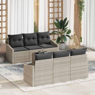 vidaXL Vidaxl - Conjunto De Sof&aacute; De Jard&iacute;n 7 Pcs Gris Claro 55 X 55 X 37 Cm