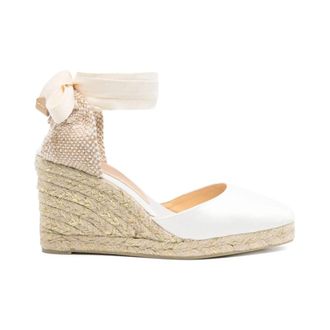 Castaner Joyce Wedge Espadrille - Dames - Sleehakken - Wit - 36 EU - Satijn - Schoenen