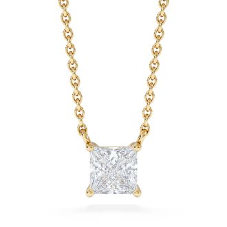 The Diamond Store Wanderlust Floating Princess Cut Lab Diamond Solitaire Necklace 0.50ct H/SI in 9K Gold