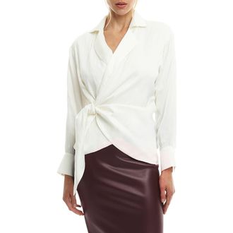 LBLC The Label Faith Long Sleeve Wrap Top in Ivory at Nordstrom Rack, Size X-Small