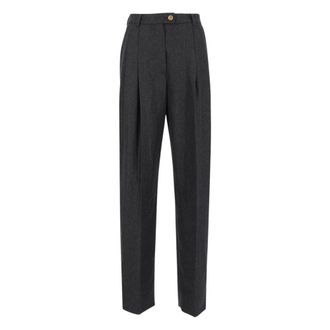 Dolce & Gabbana Wool flannel trousers - Dames - Broeken - Grijs - Maat: S Wol