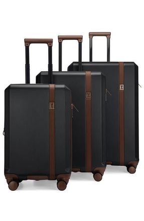 Elle Luxe Journey 3 Piece Expandable Retro Spinner Luggage Set in Black at Nordstrom
