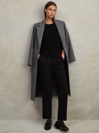 Reiss Hailey Regular Pull On Trousers - Black, Size: 10