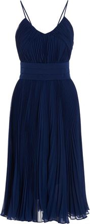 Max Mara Navy Blue Shoesino Pleated Dress