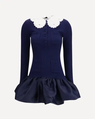 Self Portrait Knit taffeta mini Dress Female S