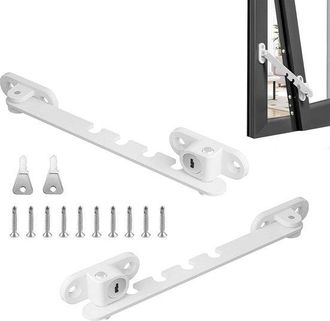 No Brand Limitador De Ventana De Dos Etapas - Ventanas Basculantes (16 Cm) - 5 Posiciones Ajustables - Regulador De Inclinaci&oacute;n Con Bloqueo De Llave - Protecci
