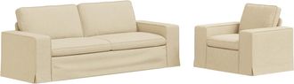 vidaXL Juego De Sof&aacute; 2 Uds. Crema Tela Vidaxl