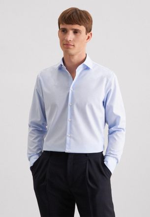 Seidensticker Businesshemd SEIDENSTICKER Schwarze Rose, Herren, Gr. XXL (46), normale &Auml;rmell&auml;ngen, blau, 100% Baumwolle, unifarben, tailored fit, 2-Knopf-Manschette