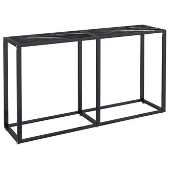 vidaXL Vidaxl - Mesa Consola Vidrio Templado M&aacute;rmol Negro 140x35x75,5cm