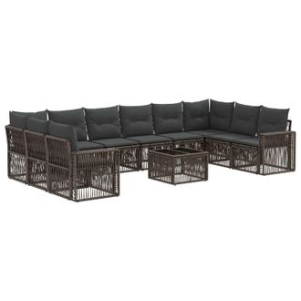 vidaXL Conjunto De Sof&aacute;s De Jard&iacute;n 11 Pcs Gris Y Gris Oscuro Vidaxl