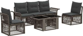vidaXL Conjunto De Sof&aacute;s De Jard&iacute;n 6 Uds. Gris Y Gris Oscuro Vidaxl
