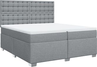 vidaXL Cama Box Spring Con Colch&oacute;n Tela Gris Claro 200x200 Cm Vidaxl