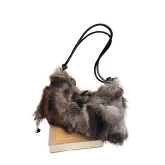 Generic Womens Plush Bags Fur Women Shoulder Bags Plush Handbags And Purses Soft Warm Winter Underarm Bag(Coffee)