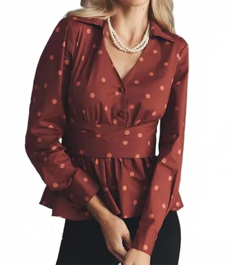 Hutch Barber Polka Dot Top In Wine