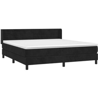 vidaXL Cama Box Spring Con Colch&oacute;n Terciopelo Negro 160x200 Cm Vidaxl