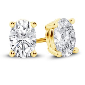 Grown Brilliance 14K Yellow Gold IGI Certified 3 Carat Oval Cut Lab Grown Diamond Stud Earrings for Women, VS Clarity, E-F Color
