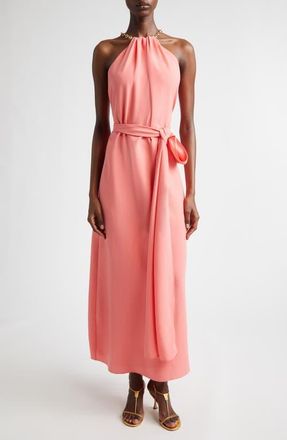 Carolina Herrera Crepe Halter Neck Dress in Sunset at Nordstrom, Size 12