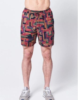 Native Youth Mens Geometric Patterned Bermuda Shorts - Black - Size: 32/34