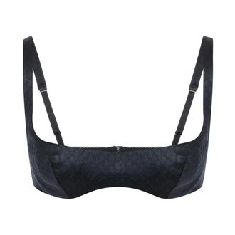 Elisabetta Franchi Taffeta BH met vissenschubbenpatroon - Dames - Ondergoed - Zwart - Maat: 2XL Taf