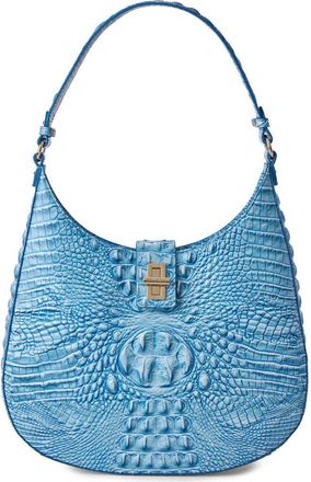 Brahmin Fallon Croc Embossed Leather Shoulder Bag in Aura Blue at Nordstrom