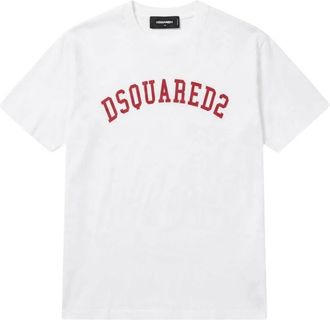 Dsquared2 Camiseta de cuello redondo con logo estampado - Tops - Mujer - Blanco - 3XL