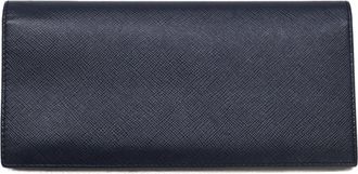 Prada Navy Leather Long Wallet (Bi-Fold) (Pre-Owned)