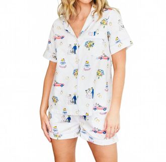 Printfresh Short Pajama Set In Happily Ever After - Cloud