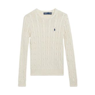 Polo Ralph Lauren Round-neck Knitwear, female, White, Size: XL Juliana Cable-knit Jumper