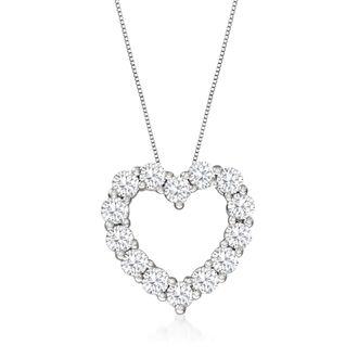 Ross-Simons Diamond Heart Pendant Necklace in 14kt White Gold