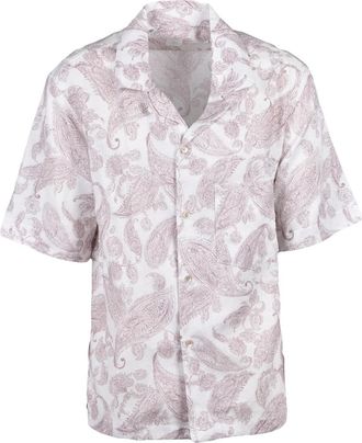 Eleventy White Pink Linen Cotton Shirt