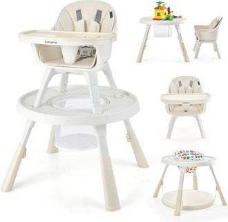 Costway Costway - Trona Para Bebe 6 En 1, Trona Con Altura Regulable Con Bandeja De 2 Niveles Y Cesta, Centro Actividad Para Ni&ntilde;os Set Mesa Y Silla Con Bloque
