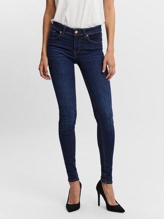 Vero Moda Skinny-fit-Jeans VERO MODA VMLUX MR SLIM JEANS, Damen, Gr. XS (34), L&auml;nge 30, blau (dunkelblau denim), Denim/Jeans, Obermaterial: 92% Baumwolle, 6% El