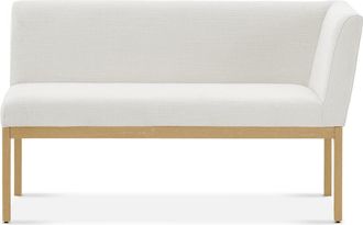 Castlery White Right Banquette Bench, Light Brown Wooden Leg |Elliot by Castlery