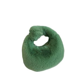 Generic Womens Plush Bags Fur Handbags Womens Small Half Moon Bag Warm Plush Wrist Bags Furry Short Handle Clutch Cute Ladies Coin Purses(Green)
