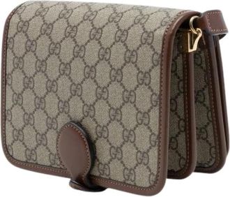 Gucci Pre-owned Canvas Crossbody Bag - Dames - Vintage Schoudertas - Beige - ONE Size - Leer - Vintage