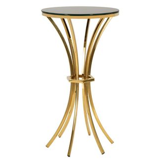 Mauro Ferretti Mesa alta de metal y cristal en color dorado y negro (&oslash; 50x92 cm)