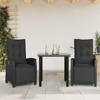 vidaXL Vidaxl Set Da Pranzo Da Giardino 3 Pz Con Cuscini Nero In Polyrattan