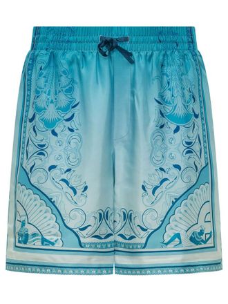 Casablanca Blue Floral Print Shorts