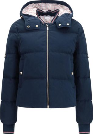 Thom Browne Blue Solid Hood Jacket