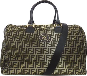 Fendi Brown Gold Brown Pvc Boston Bag (Pre-Owned)