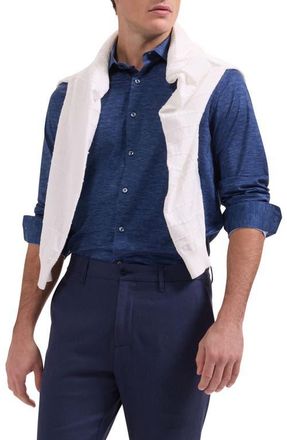 Bugatchi James OoohCotton Space Dye Button-Up Shirt in Navy at Nordstrom, Size Xxx-Large