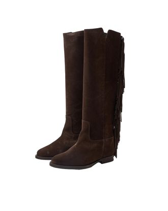 Via Roma 15 Fringed Suede Boot - Brown
